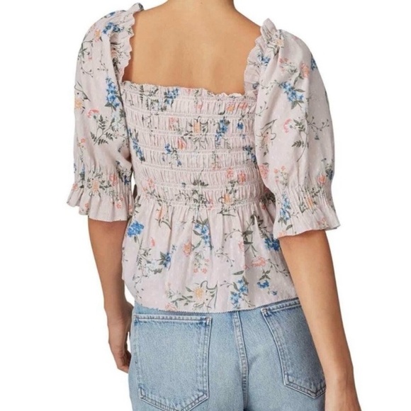 LAST CHANCE Saylor Shirt Womens Pink COTTON Floral Peplum Clover Blouse top - Picture 2 of 8